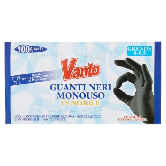 Guanti In Nitrile Monouso Neri - Source Hygiene - Senza Lattice, Non Talcati, 4.8g, 240mm, Scatola Da 100 Pezzi - Uso Alimentare E Professionale
